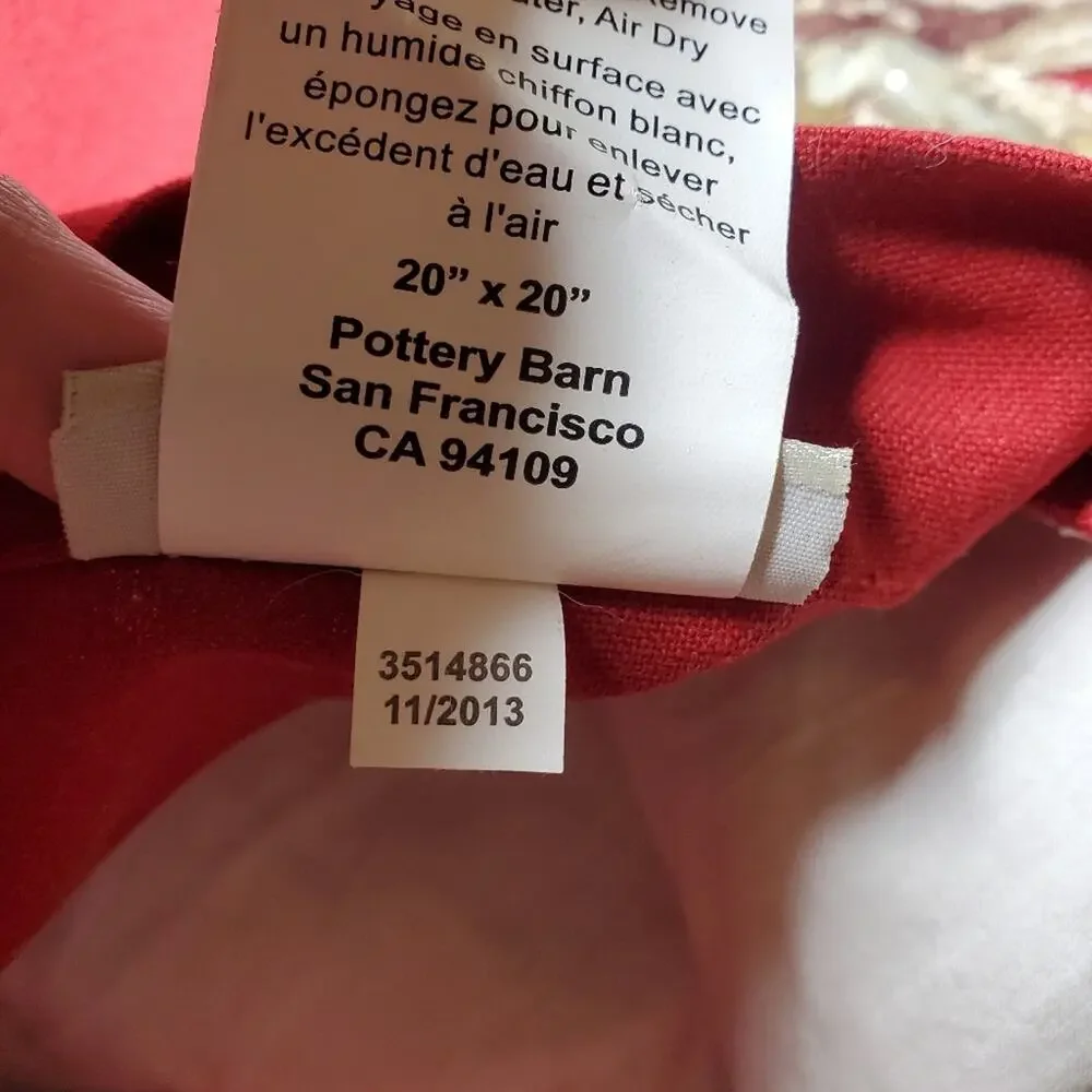 Pottery Barn set of 2 Red & Gold floral throw pillow red fall theme cover 21